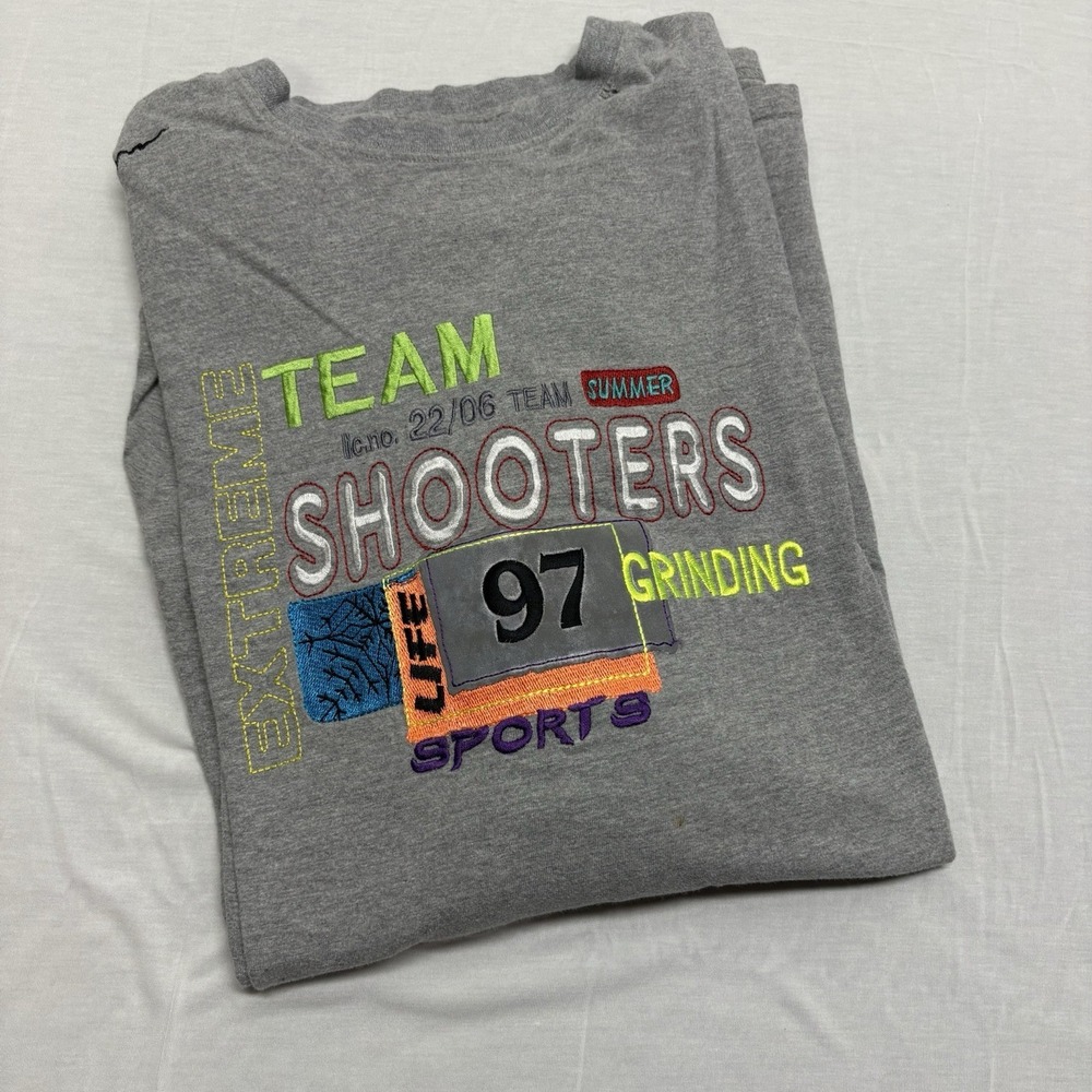 Vintage Shooters Sports Urban Embroidery 90s Hip Hop DMV T Shirt Long Sleeve 4XL